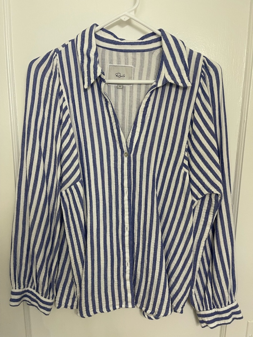 Rails Blue & White Vertical Stripe Button Shirt